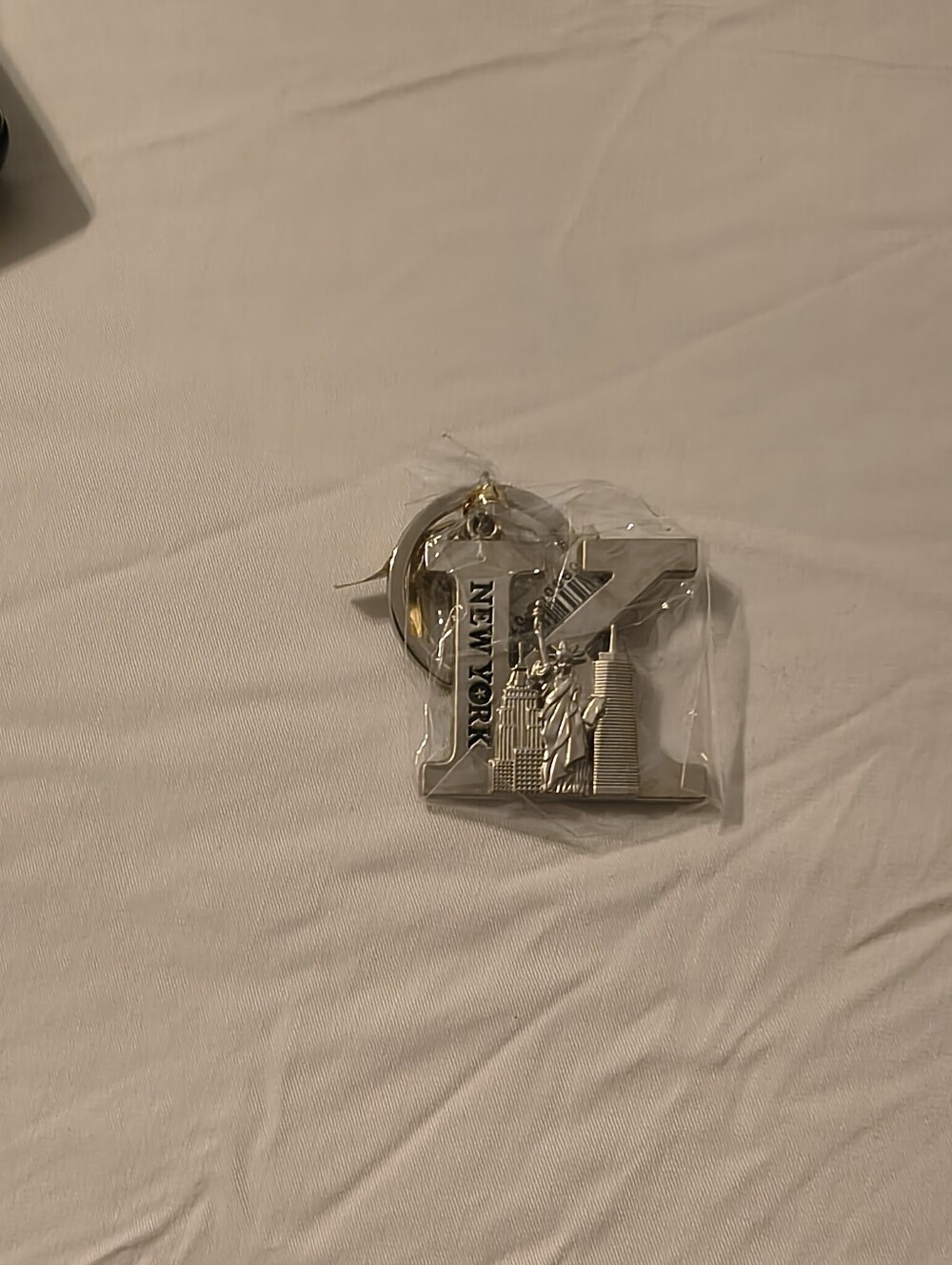 Rhinestone Letter K Keychain - Silver